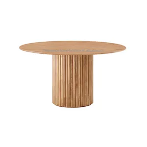 Morden Design mobili Base rotonda in legno di quercia circolare tavolo da pranzo con piano in legno