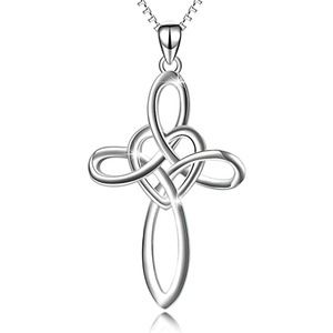 Collana con ciondolo a nodo di cuore per donna, gioielli minimalisti alla moda - Product Image 3