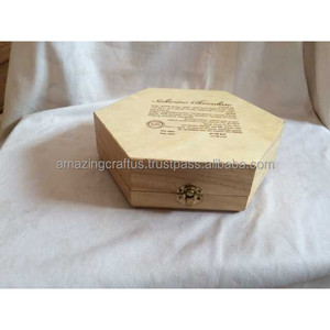 Cofre de almacenamiento DIY con forma hexagonal, esquina redondeada, barniz transparente, madera de Paulownia ecológica, almacenamiento de alimentos para dulces de Chocolate - Product Image 4