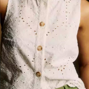 Quantité minimale de commande : Chemise sans manches boutonnée à col rond blanc rétro, chemise en lin respirante personnalisée - Product Image 5