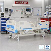 Lit médicalisé manuel pour chambre individuelle, type 3 manivelles ABS, dossier réglable, système complet de levage en hauteur