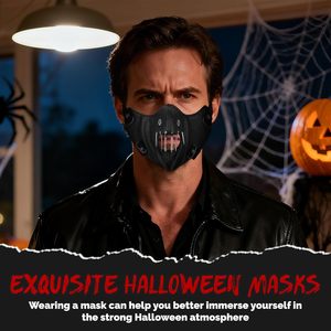 Máscara de prisionero de cuero JoyFuncos con barras metálicas para disfraz de Halloween, máscara de fiesta de ciencia ficción unisex para adultos - Product Image 6