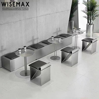 Meubles WISEMAX, meubles commerciaux de style industriel, table à manger et chaise en acier inoxydable, banc lounge pour café