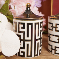 Bougie parfumée en céramique à rayures plaquée or, pot à bonbons pour mariage, bouteille de rangement pour bijoux cosmétiques