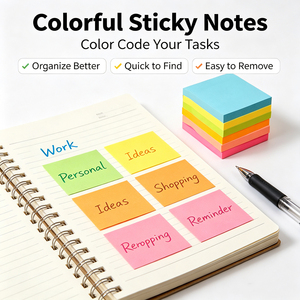 Blocs-notes autocollants carrés colorés SK, blocs-notes adhésifs faciles à déchirer - Product Image 3