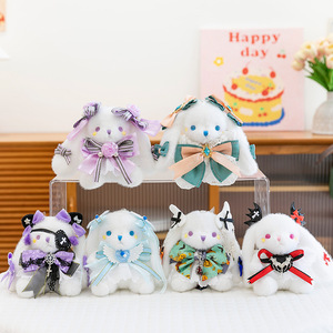 Portachiavi con Coniglio Lolita Gotico in Peluche, Ciondolo a Forma di Coniglio Diavoletto in Pizzo, Charm Anime per Borsa, Decorazione per Zaino Cosplay, Giocattolo di Peluche OEM - Product Image 3