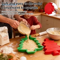 Moule à gâteau en silicone en forme de sapin de Noël, plaque de cuisson antiadhésive pour biscuits, chocolat, glaçons, réutilisable, compatible four