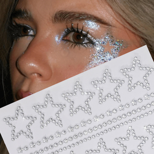 Décalcomanies pour le visage et les yeux, 1 pièce, 1 pièce, strass, pentagramme adhésif, décalcomanies pour maquillage de fête Y2K Body Decor Tattoos - Product Image 1