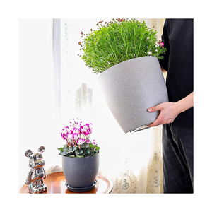Durable Imitated <strong>Marble</strong> Plastic <strong>Planters</strong> <strong>Large</strong> Outdoor Garden Flower Pots for Home Use - Product Image 1