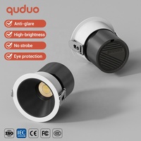 Spot LED encastré au plafond 9W noir et blanc en fer, anti-éblouissement, pour hôtels, bureaux et maisons - Vente chaude