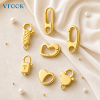 Fermoir à ressort carré multifonctionnel personnalisé VFOOK Findings en or véritable 18 carats pour la réparation de bijoux