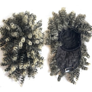 Perruque <span class=keywords><strong>chignon</strong></span> afro avec frange, extensions capillaires synthétiques à clipser, <span class=keywords><strong>chignon</strong></span> à nouer, queue de cheval afro à cordon <span class=keywords><strong>pour</strong></span> femme - Product Image 4