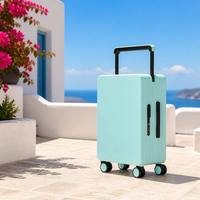 Valise à coque rigide en PC multicolore de 20, 24 et 26 pouces avec cadre en aluminium, serrure, poignée télescopique large et roues pivotantes silencieuses à 360°