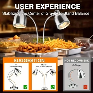 Nhà Hàng Khách Sạn Thép Không Gỉ Thực Phẩm Ấm Áp Đèn Đôi Bóng Đèn Phục Vụ Thương Mại Sưởi Ấm Ánh Sáng Trang Trí Tự Chọn Bữa Ăn Tối Đèn - Product Image 5