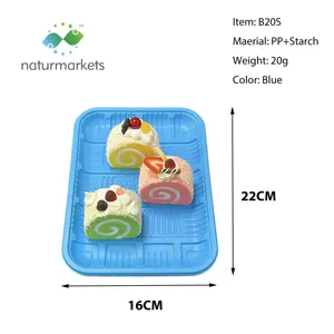 डिस्पोजेबल जैव-आधारित tableware आयताकार खाद्य ट्रे सूखे फल फल सब्जी प्लास्टिक ट्रे