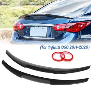 สปอยเลอร์หลังสีดำเงา/ลายคาร์บอนไฟเบอร์ สำหรับ Infiniti Q50 ปี 2014-2020 สปอยเลอร์ฝากระโปรงท้ายรถยนต์ แบบ M4 - Product Image 1
