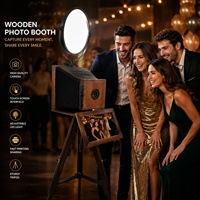Appareil photo reflex numérique, éclairage 60W, kiosque interactif pour événements d'entreprise, photomaton vintage en bois