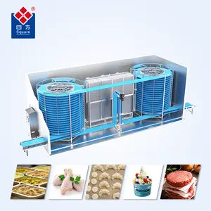 SQUARE IQF precio de la máquina fresa Camarón pescado máquina de congelación rápida nitrógeno líquido congelador en espiral