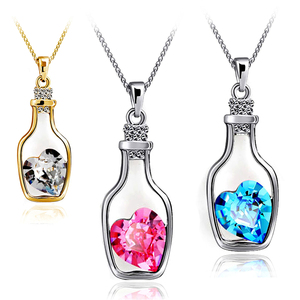 Colgante de cristal chapado en plata para mujer, joyería de moda, botella de los deseos, regalo femenino, venta al por mayor - Product Image 5