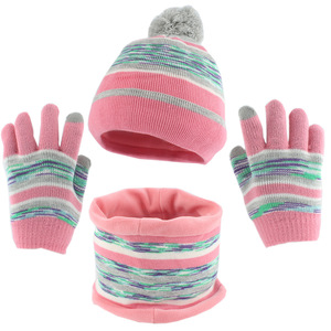 Ensemble <span class=keywords><strong>bonnet</strong></span>, écharpe et gants en polaire pour enfants, ensemble chaud trois pièces pour garçons et filles, tricoté polyvalent - Product Image 2