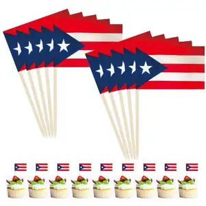 Puerto Rico bendera tusuk gigi Puerto Rican Mini Cocktail buah cupcake Toppers label makanan tongkat dua sisi dekorasi bendera