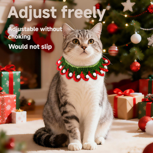 JZ Crochet Santa Pet Hat Elegante accesorio de algodón de lujo <span class=keywords><strong>para</strong></span> el cabello Traje de vacaciones ajustable con cuello de volantes festivo <span class=keywords><strong>para</strong></span> el verano - Product Image 4