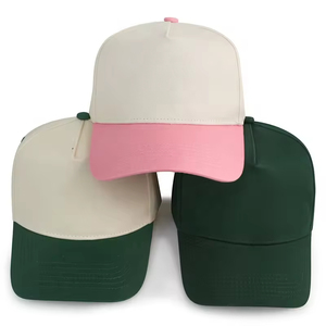 Gorra de Béisbol/Golf de 5 Paneles, Lisa, Bicolor, Negra y Beige, en Stock, para Hombre y Mujer, Alta Calidad, Venta al Por Mayor - Product Image 1