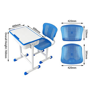 Ensemble bureau et chaise personnalisables et confortables <span class=keywords><strong>pour</strong></span> <span class=keywords><strong>étudiant</strong></span>s, <span class=keywords><strong>pour</strong></span> une utilisation en classe au primaire, au collège et au lycée, avec instructions d'installation - Product Image 2