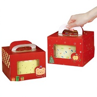 Weihnachtskuchen-Box Tragbare Backwaren-Dessert-Mousse-Geschenkverpackung Papierbox mit Fenster und Tragegriff