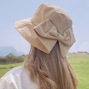 Chapeau Bob Tendance Style Japonais pour Femme, Version Coréenne, Protection Solaire, Effet Amincissant, Nœud Décoratif, Décontracté - Product Image 1