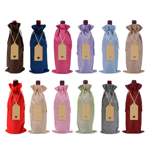 Love Tag Lin Vin Sac 10 Pièces Kraft Papier Étiquette Lin Cordon Élégant Rouge Champagne Aveugle Dégustation Cadeau Sacs - Product Image 1