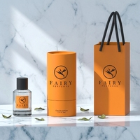 Flacon en verre transparent personnalisé OEM de haute qualité 30ml/50ml/100ml, boîte cadeau cylindrique de luxe avec pulvérisateur à pompe