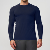 Haut de sport décontracté à manches longues pour homme, avec logo personnalisé, sans coutures, respirant, couleur unie, pour la course et le fitness