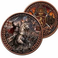 Ensemble de 2 pièces : Pièces commémoratives en cuivre des Chevaliers du Roi Arthur, pièces de collection en relief, artisanat métallique avec boîte à pièces Infinity Capsule