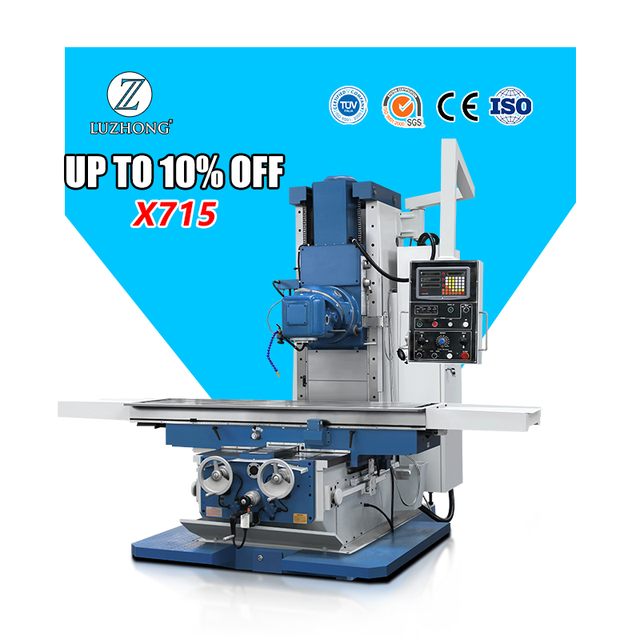 LUZHONG X715 Universal Bed Type Milling Machine Heavy Duty Automatic Motor ISO50 Spindle 220V/380V New