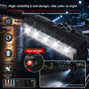 Phare avant de vélo de montagne à énergie solaire longue portée, lampe de cyclisme haute puissance étanche pour les sorties nocturnes et les trajets urbains - Product Image 5