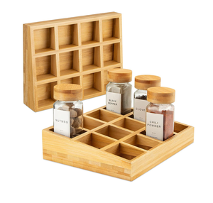 Kitchen Bamboo Wood Seasoning Organizer <strong>Box</strong> Wooden Storage <strong>Spice</strong> Tray - Product Image 5