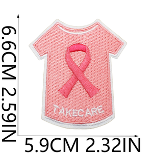 Parche Bordado Ecológico con Cinta Rosa, Concientización, Apoyo y Esperanza, Tema de Cáncer de Mama, Parches Bordados Personalizados para Ropa - Product Image 2