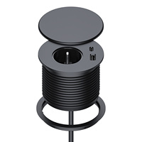 Mini prise de courant ronde en ABS avec 1 prise standard américaine et 2 ports USB, câble de 3 m, pour bureau, bureau d'ordinateur, meuble