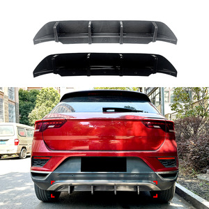 Amp-Z Rear Lip Spoiler For Volkswagen T-Roc 2018-2022 Piano Black Carbon Fiber Texture Matte Finish Tuning Style - Product Image 1