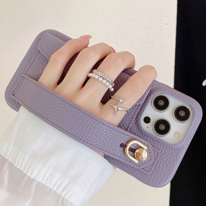 Lady Hand Purse Litchi Grain Leather Cellphone Cover pour <span class=keywords><strong>iPhone</strong></span> 16 Pro Max 15 14 17 PU Wrist <span class=keywords><strong>Band</strong></span> Credit Cards Wallet Phone Case - Product Image 3