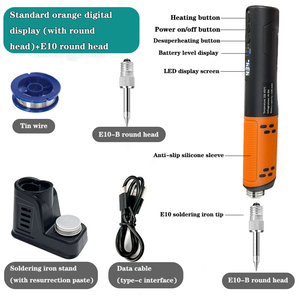 Soldador <span class=keywords><strong>de</strong></span> <span class=keywords><strong>mano</strong></span> con pantalla digital LED <span class=keywords><strong>de</strong></span> 1500mA, elemento calefactor cerámico, rango <span class=keywords><strong>de</strong></span> temperatura <span class=keywords><strong>de</strong></span> 200-450°C y agarre tipo lápiz - Product Image 6