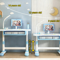 Nouvel Ensemble Bureau et Chaise d'Étude Réglable en Hauteur pour Enfants, Meuble de Maison avec Étagère pour Usage Scolaire