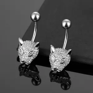 2022 New Silver Puncture Jewelry Benutzer definierte Bauch ring Mode Full Zircon Belly Button Ring Niedlicher Leopard Animal Belly Button Ring