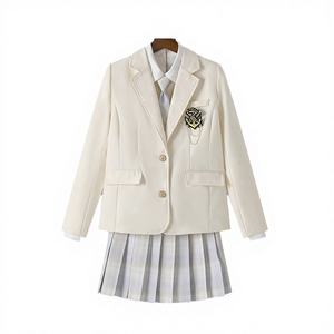 Blazer d'uniforme scolaire personnalisé en gros, logo brodé, deux boutons, uniforme printemps/été, 70% polyester 30% coton, adultes - Product Image 3