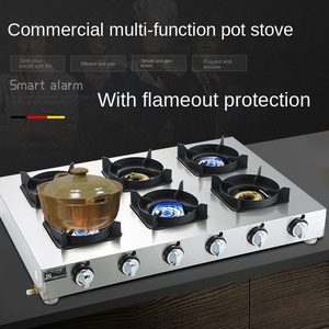 Cuisinière de cuisine de restaurant chinois à haute efficacité 4/6/8 brûleurs en acier inoxydable - Product Image 5