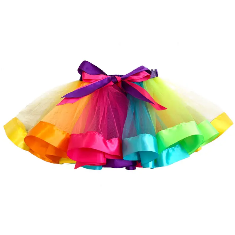Falda de tutú de arcoíris de diseño único para niñas pequeñas