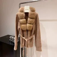Gestrickter Pullover für Damen mit Neuem Fuchshaar-Kragen, Leder-Spitze, Locker Geschnitten, Koreanischer Stil, Hochwertig, Kurz