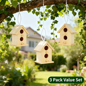 3 parça yenilikçi açık ahşap <span class=keywords><strong>Birdhouse</strong></span> dekore kuş yuvalama kutusu bitmemiş <span class=keywords><strong>Birdhouse</strong></span> açık bahçe için - Product Image 5