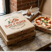 Boîtes à pizza en carton ondulé biodégradable jetables, personnalisées avec logo, imperméables, pour restaurants, vente en gros